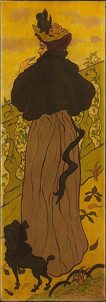 Woman Standing Beside a Balustrade with a Poodle — Paul Ranson