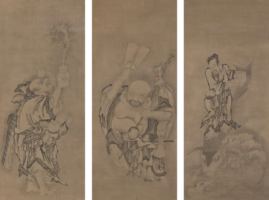 Hotei with Daoist Immortals — Kyūseki Tomonobu (Japanese, 1653–1721)