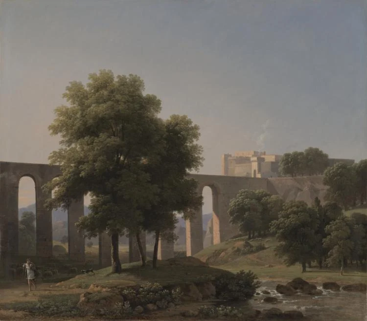 An Aqueduct Near a Fortress — Jean-Victor Bertin (French, 1767–1842)
