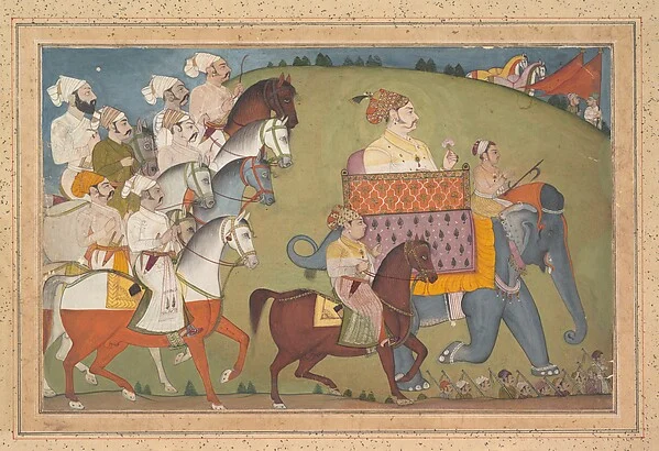 Maharaja Raj Singh in Procession with Members of His Court — Nihal Chand