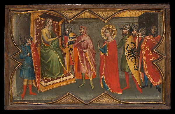 Saint Lucy and Her Mother at the Shrine of Saint Agatha; Saint Lucy Giving Alms; Saint Lucy before Paschasius; Saint Lucy Resisting Efforts to Move Her — Giovanni di Bartolommeo Cristiani