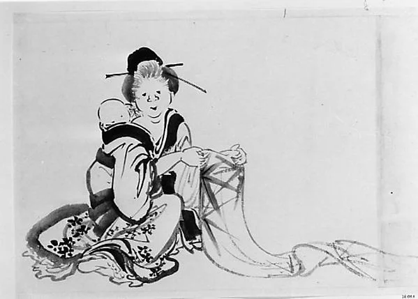 Woman with Baby on Her Back — Hokusai School