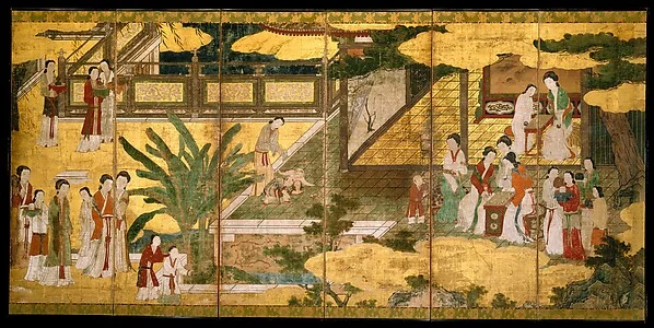 Chinese Women and Children in a Palace Garden — Kano Eitoku