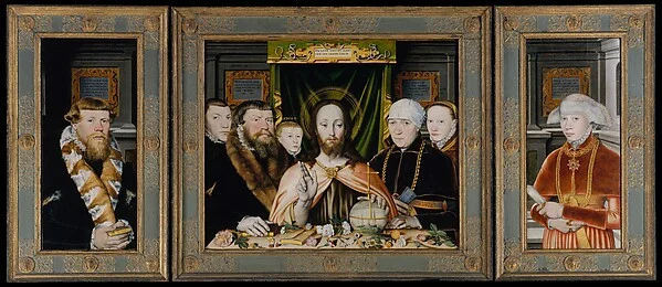 Christ Blessing, Surrounded by a Donor Family — German Painter