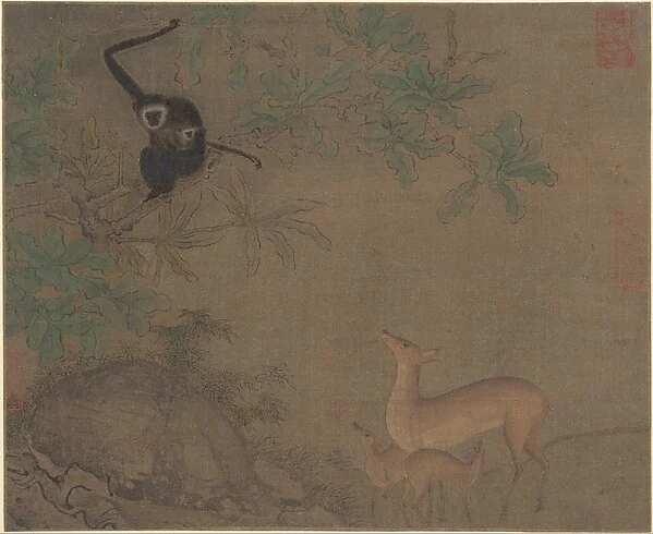 Gibbons and Deer — Unidentified artist