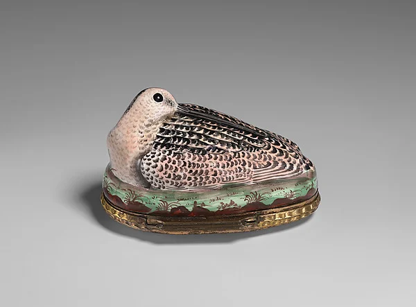 Bonbonnière in the form of a bird (snipe)