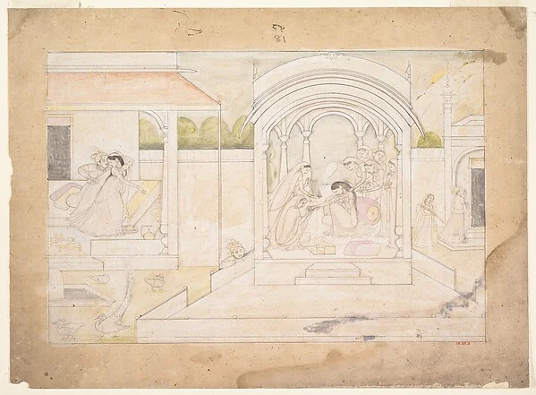 The Marital Bliss of Nala and Damayanti: Folio from a Nala-Damayanti Series — Ranjha