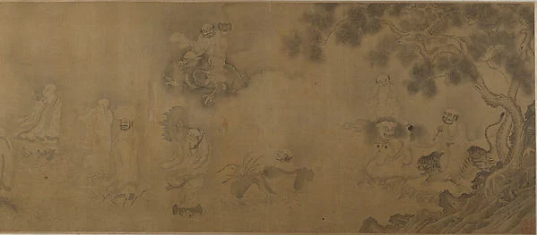 Buddhist luohans crossing the sea to the palace of the dragon king — Unidentified artist