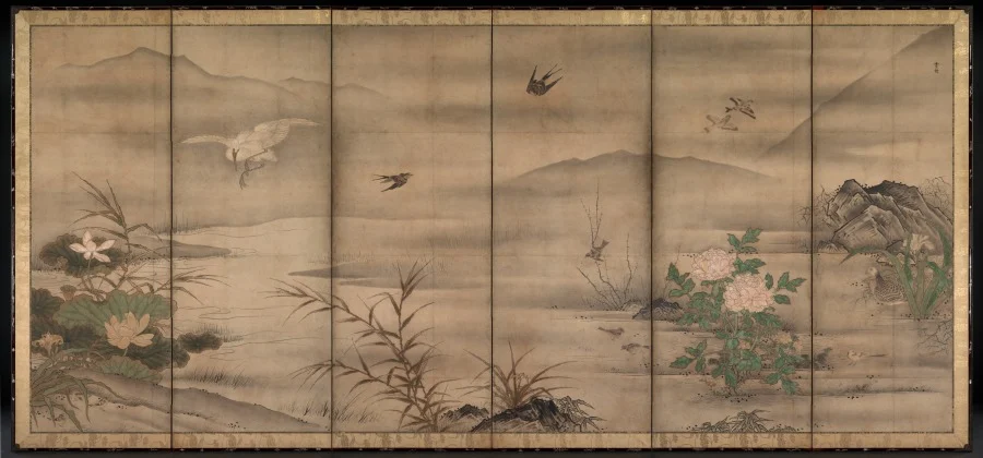 Birds and Flowers in a Landscape of the Four Seasons — Sesshū Tōyō (Japanese, 1420–1506)