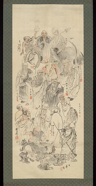 Collaborative Painting of Sixteen Arhats — Suzuki Hyakunen 鈴木百年