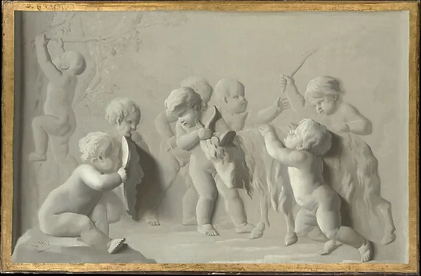 Children Playing with a Goat — Jacob de Wit
