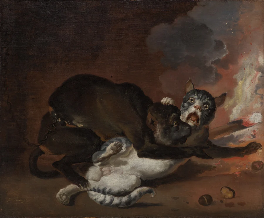 The Monkey and the Cat — Abraham Hondius (Dutch, c. 1625–1695)