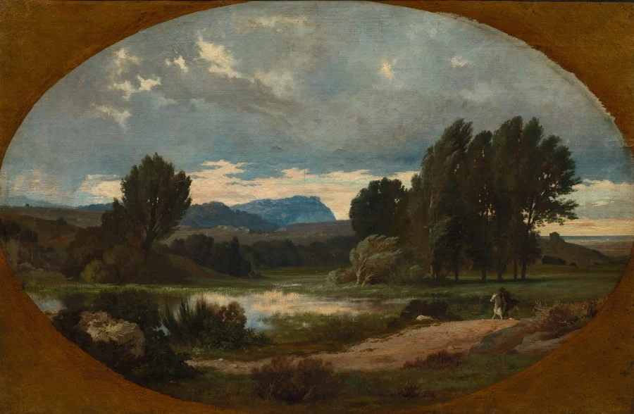 Landscape with Rider on White Horse — Jean Achille Benouville (French, 1815–1891)