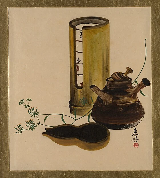 Lacquer Paintings of Various Subjects: Sencha Tea Set