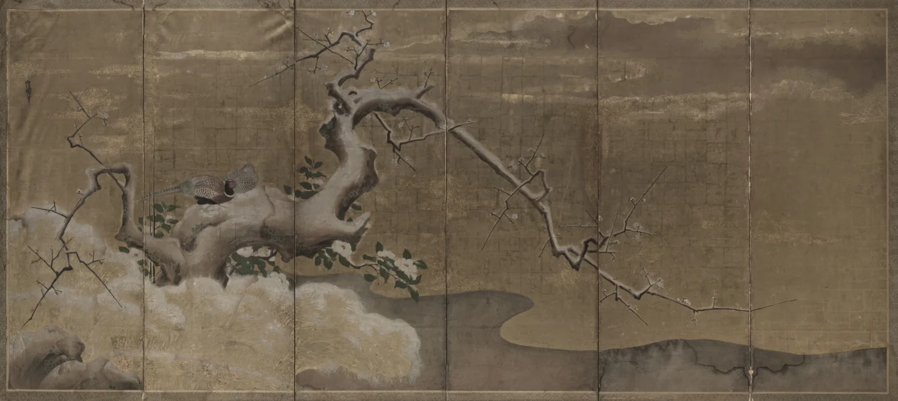 Winter Scene with Plum Trees and Pheasants (Birds Right) — Kano Naonobu (Japanese, 1607–1650)