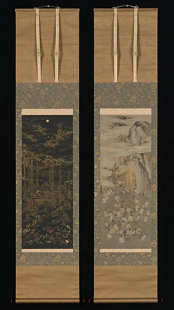 Luring the Sun Goddess Amaterasu Out of a Cave with Music; Death of the Historical Buddha — Kōno Bairei