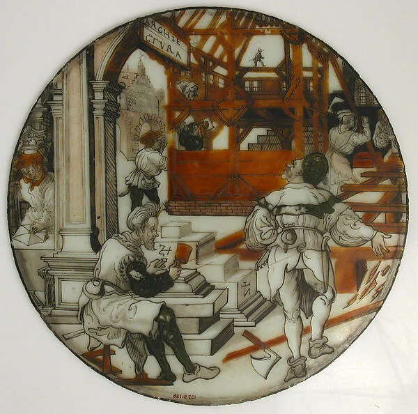 Roundel with Architecture (from a series of The Septem Artes Mechanicae) — Monogrammist SZ