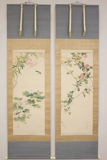 Roses and Field Sparrow (?) — Hasegawa Gyokuhō