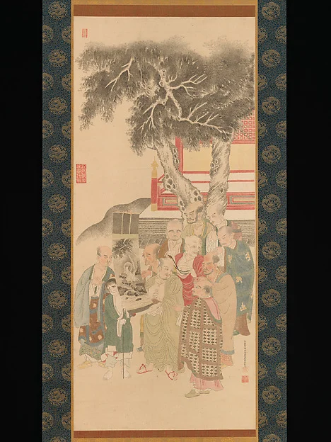 Ten Rakan Examining a Painting of White-Robed Kannon — Katō Nobukiyo