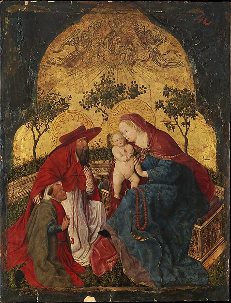 Virgin and Child with a Donor Presented by Saint Jerome — Master of the Munich Bavarian Panels
