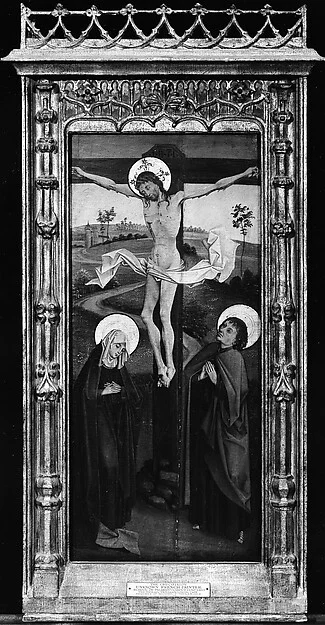 The Crucifixion, (reverse) Saint Francis of Assisi; The Resurrection, (reverse) An Abbot Saint, Possibly Saint Benedict — Northern French Painter