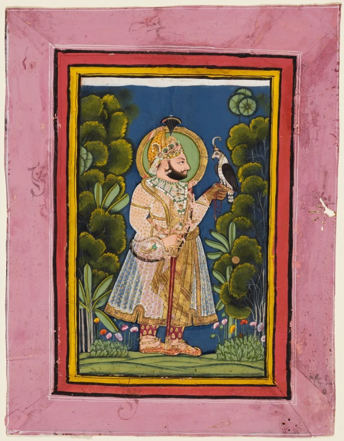 Maharana Jawan Singh of Mewar (r. 1828–38) Holding a Falcon — Ghasi (Indian, active c. 1820–36)