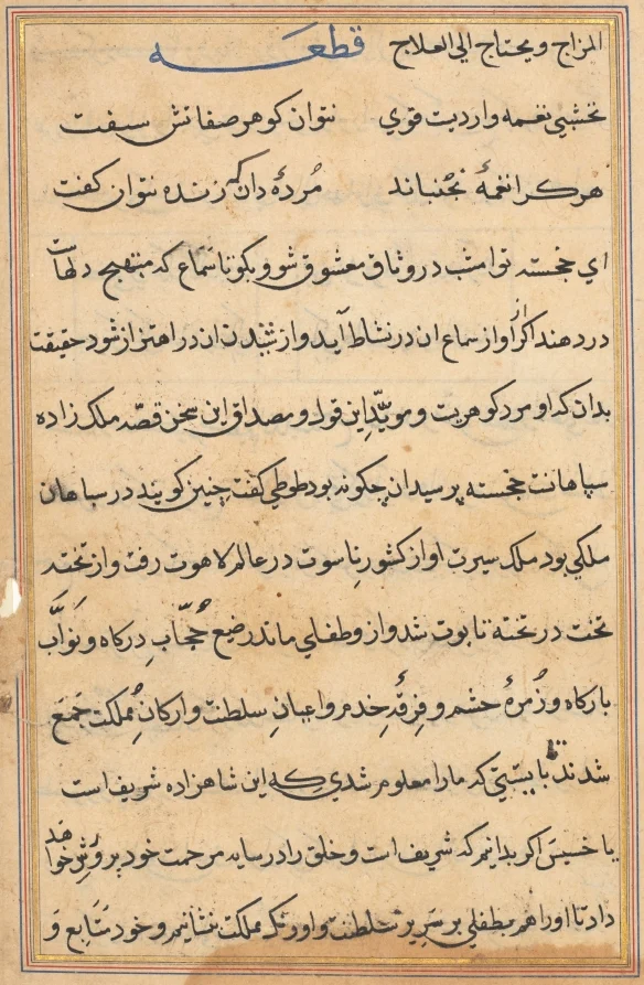 Page from Tales of a Parrot (Tuti-nama): text page
