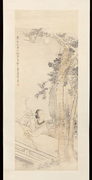 Woman lost in thought beneath a wutong tree — Sha Fu
