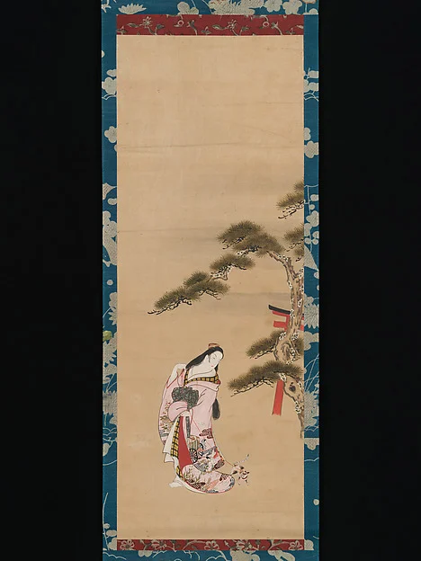 The Third Princess and a Cat, from the "New Herbs I" (Wakana I)
 chapter The Tale of Genji (Genji monogatari} — Matsuno Chikanobu